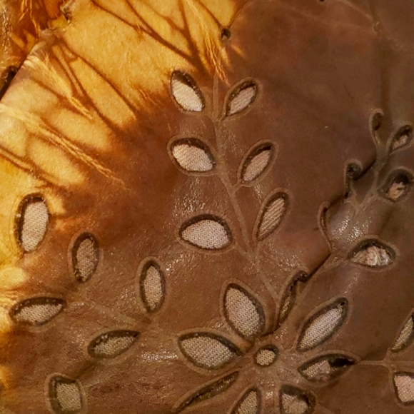 CATERINA LUCCHI-Brn/Ivory Leather Tie Dye Satchel w/ Tassel-NEW - Picture 7 of 15